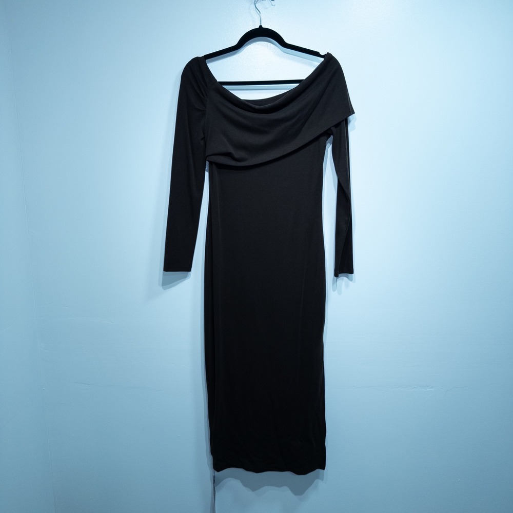ASTR The Label Chocolate Brown Jada Off Shoulder Midi Dress Small NWT - Picture 8 of 10